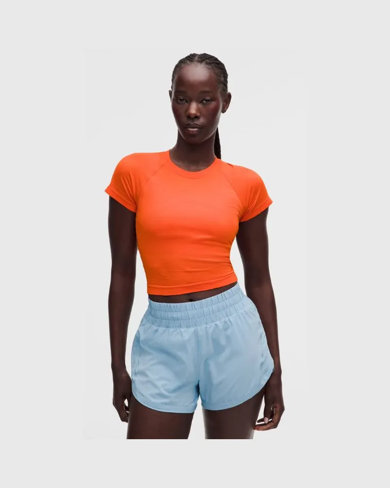 LULULEMON Swiftly Tech Crop-Kurzarmshirt 2.0 für Frauen – Orange – Größe Orange