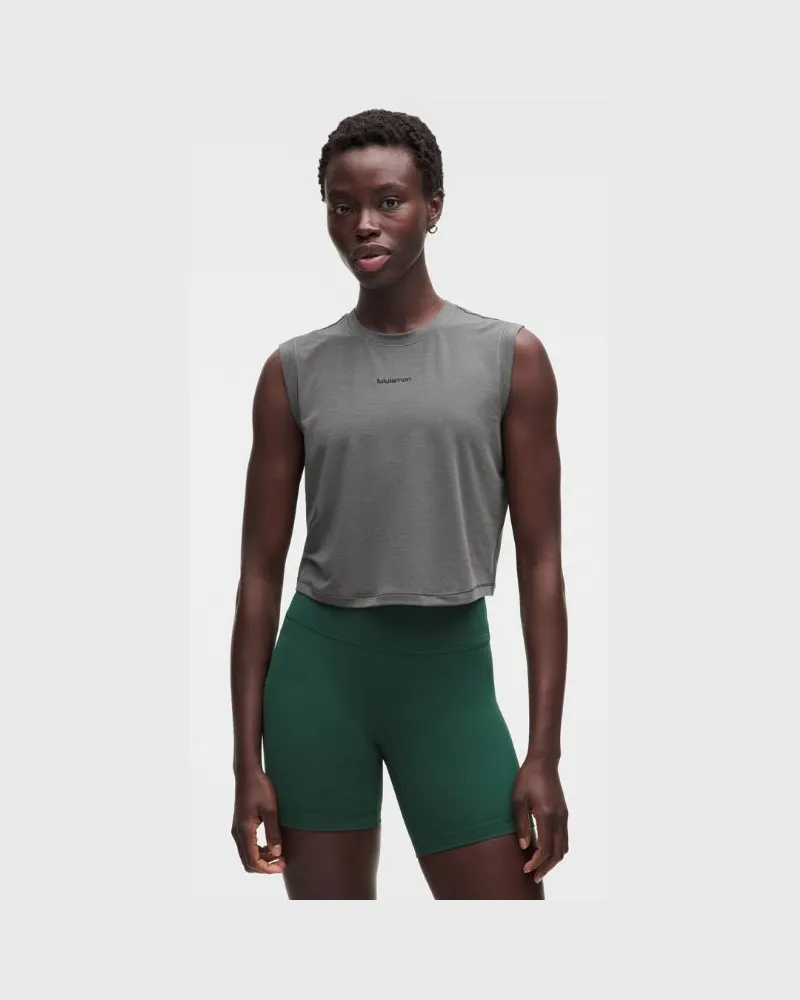 LULULEMON Muscle-Trainingstanktop aus Jersey Logo für Frauen – Größe in Spruce Shadow Spruce