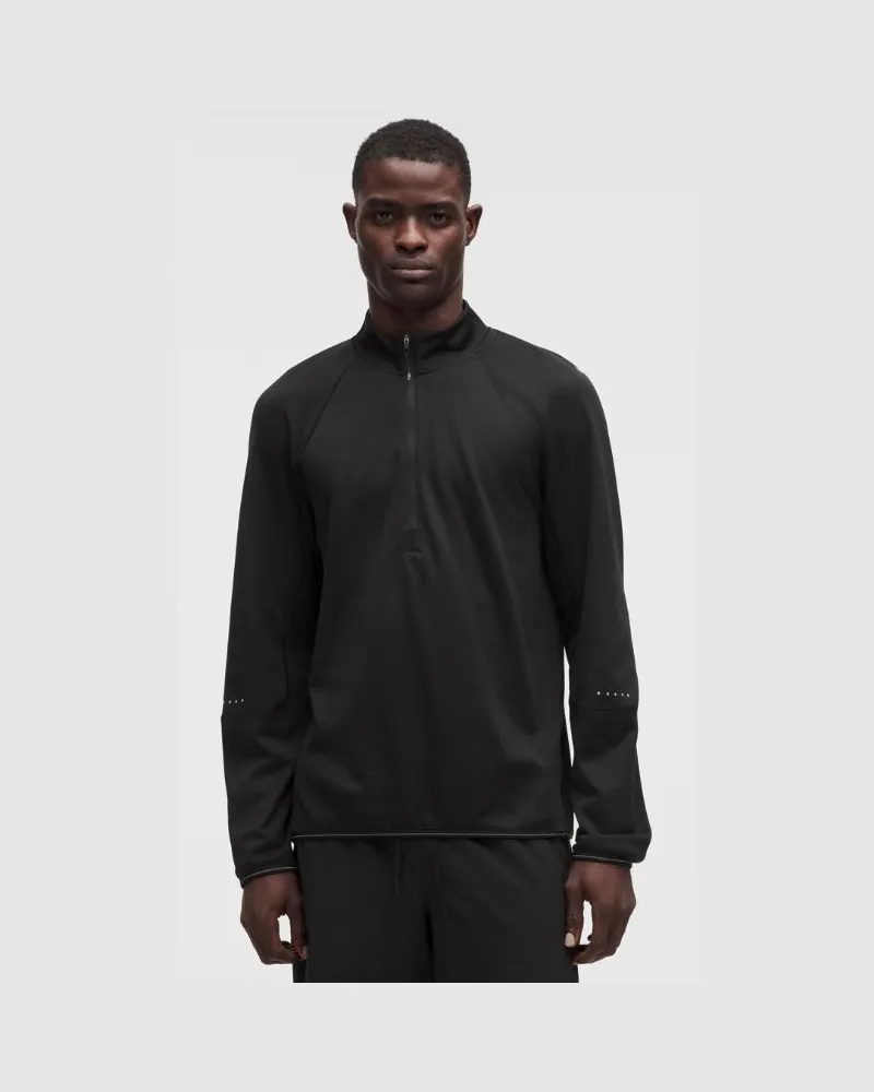 LULULEMON Fast and Free-Langarmshirt mit kurzem Reißverschluss und Gitterstruktur für Männer – Größe in Schwarz Schwarz