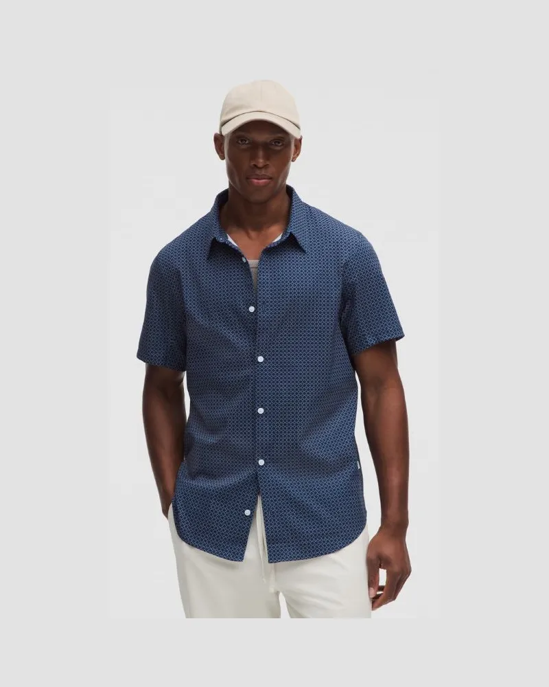 LULULEMON Airing Easy Kurzarm-Shirt für Männer – Größe in Dotted Link Starch Blue Club Blue Dotted