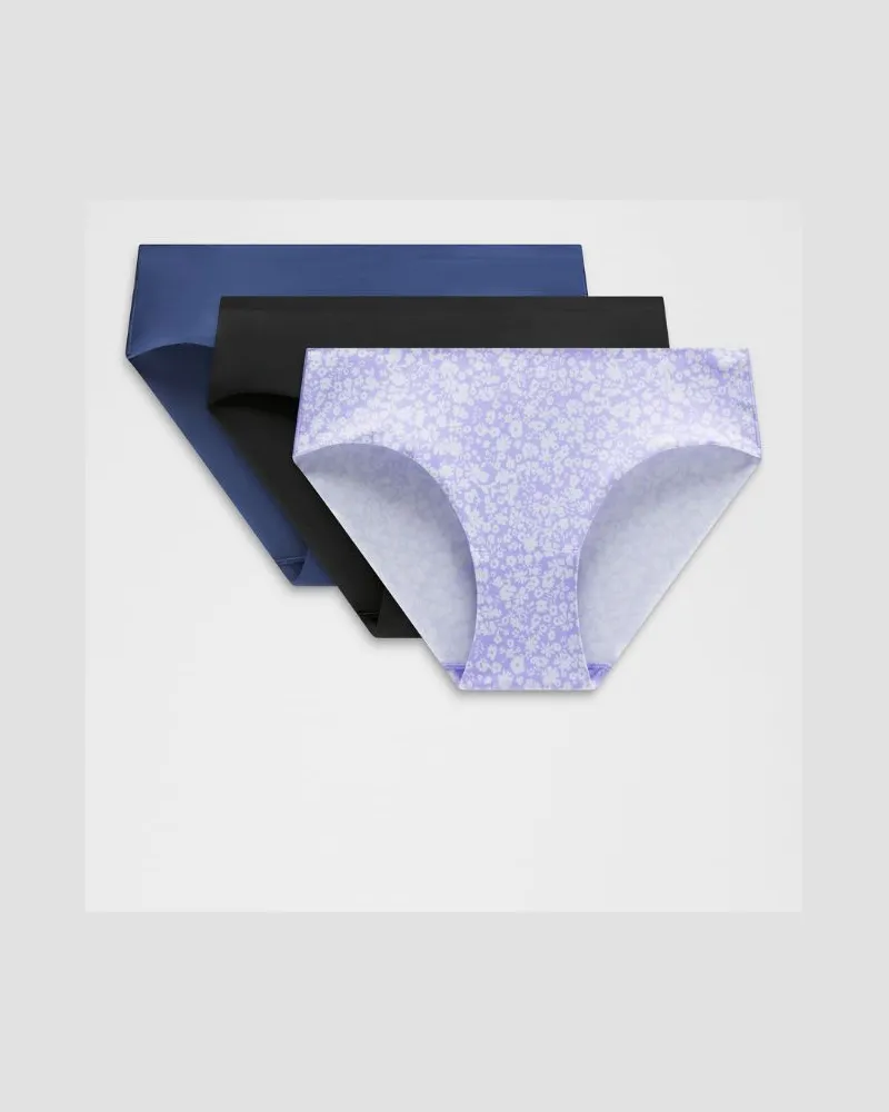 LULULEMON InvisiWear Bikini-Unterwäsche mit mittelhohem Bund 3er-Pack für Frauen – Größe Black