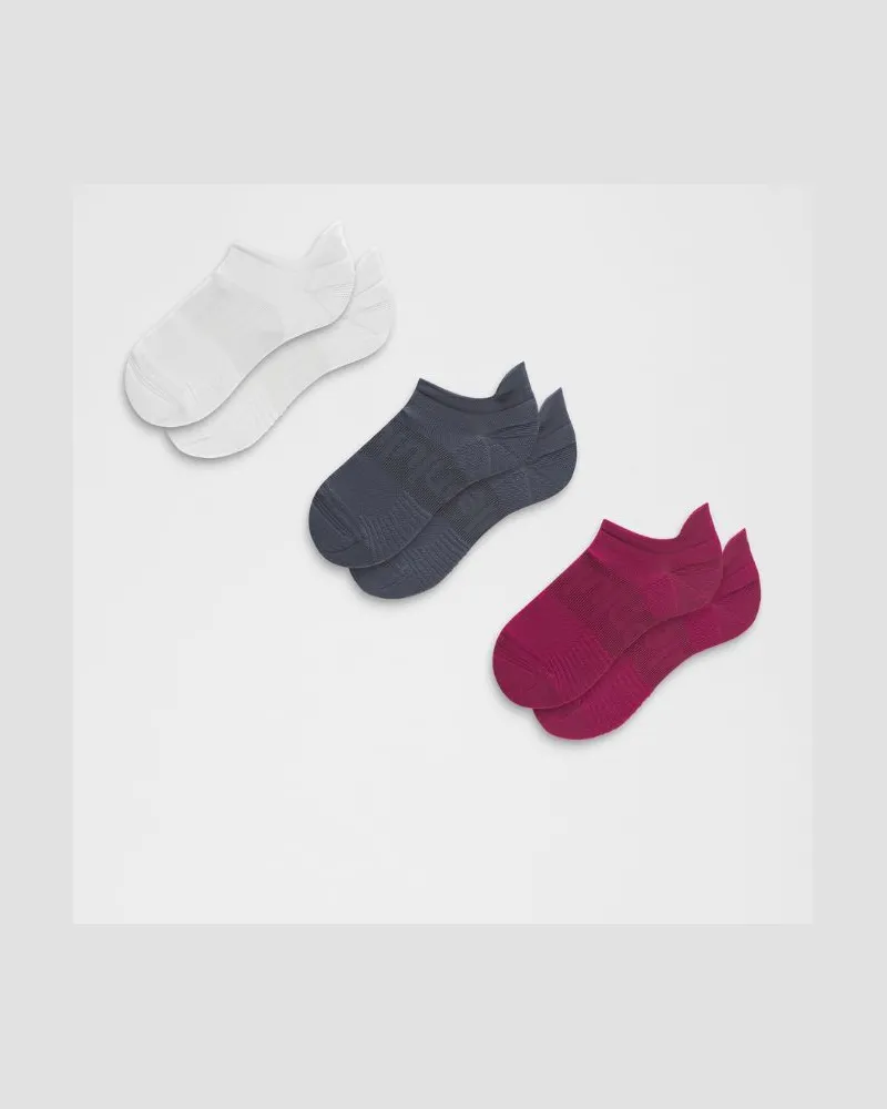 LULULEMON Power Stride Socken mit Knöchelschutz im 3er-Pack – Größe in Raspberry Rave/White/Dusty Diamond Raspberry
