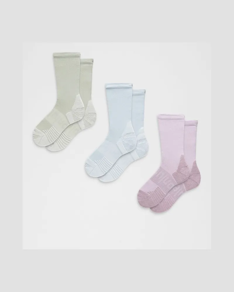 LULULEMON Power Stride Crew-Socken mit Polsterung im 3er-Pack – Größe in Starch Blue/Lilac Play/Meadow Haze Starch