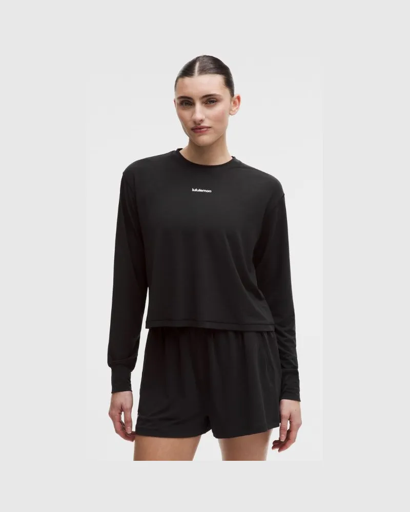 LULULEMON Trainings-Langarmshirt aus Jersey Logo für Frauen – Größe in Schwarz Schwarz
