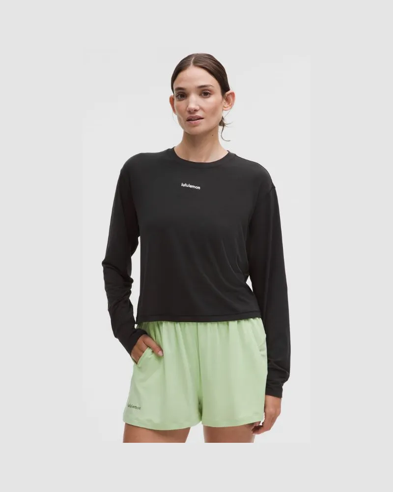 LULULEMON Trainings-Langarmshirt aus Jersey Logo für Frauen – Größe in Schwarz Schwarz