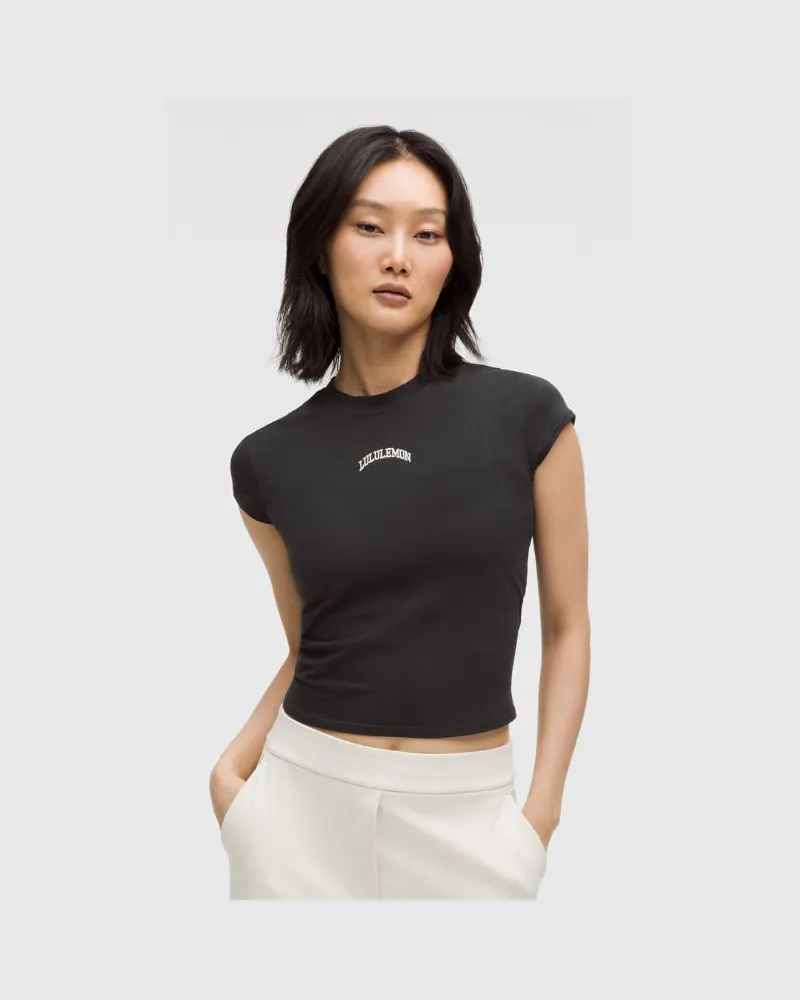 LULULEMON Baby-Tee aus Bio- College-Style für Frauen – Größe in Schwarz/Light Ivory Schwarz
