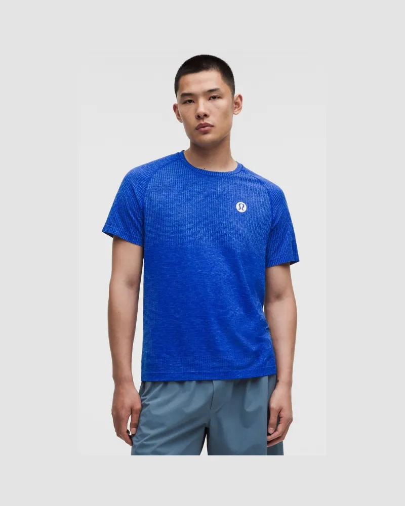 LULULEMON Metal Vent Tech Kurzarmshirt Logo für Männer – Größe in Ocean Wave/Beach Ball Blue Ocean