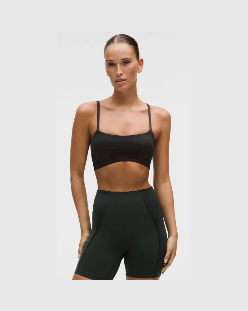 LULULEMON Satin-Yoga-BH mit Spaghettiträgern Leichter Halt für A/B-Cups für Frauen – Größe in Black Black