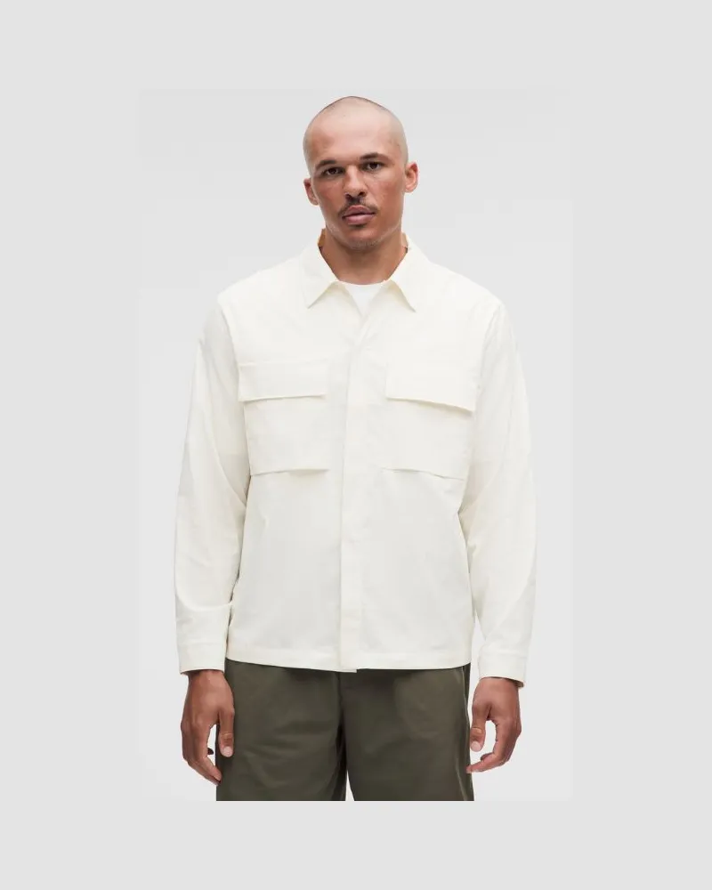 LULULEMON Unshaken Langarmshirt mit Kragen für Männer – Größe in Coconut Ivory Coconut