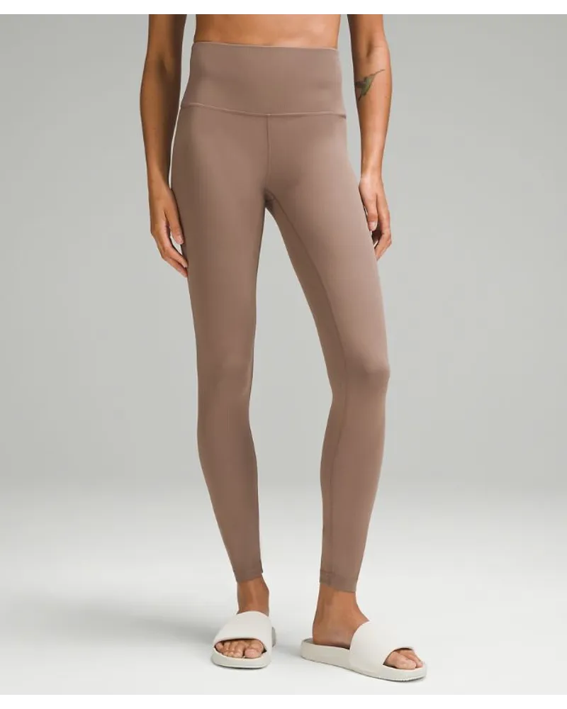 LULULEMON Wunder Train Leggings aus geripptem Material mit hohem Bund Taupetastic