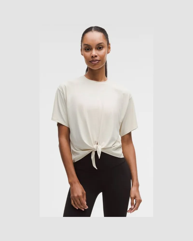 LULULEMON All-Sport Tie-Front Short-Sleeve Shirt für Frauen – Größe in Light Ivory Light