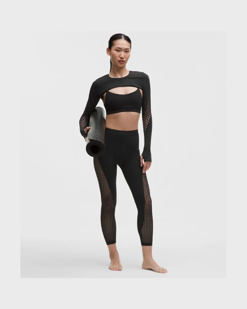 LULULEMON RevealKnit Interlace Mid-Rise Leggings 7/8 Length für Frauen – Größe in Black Black