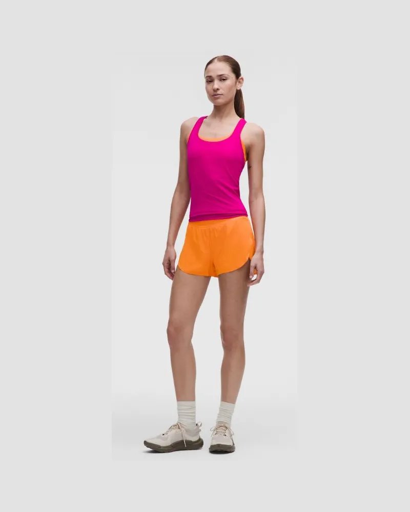 LULULEMON Fast and Free Shorts im Classic Fit mit Saumschlitz und hohem Bund für Frauen – 8 cm – Orange – Größe Citrus
