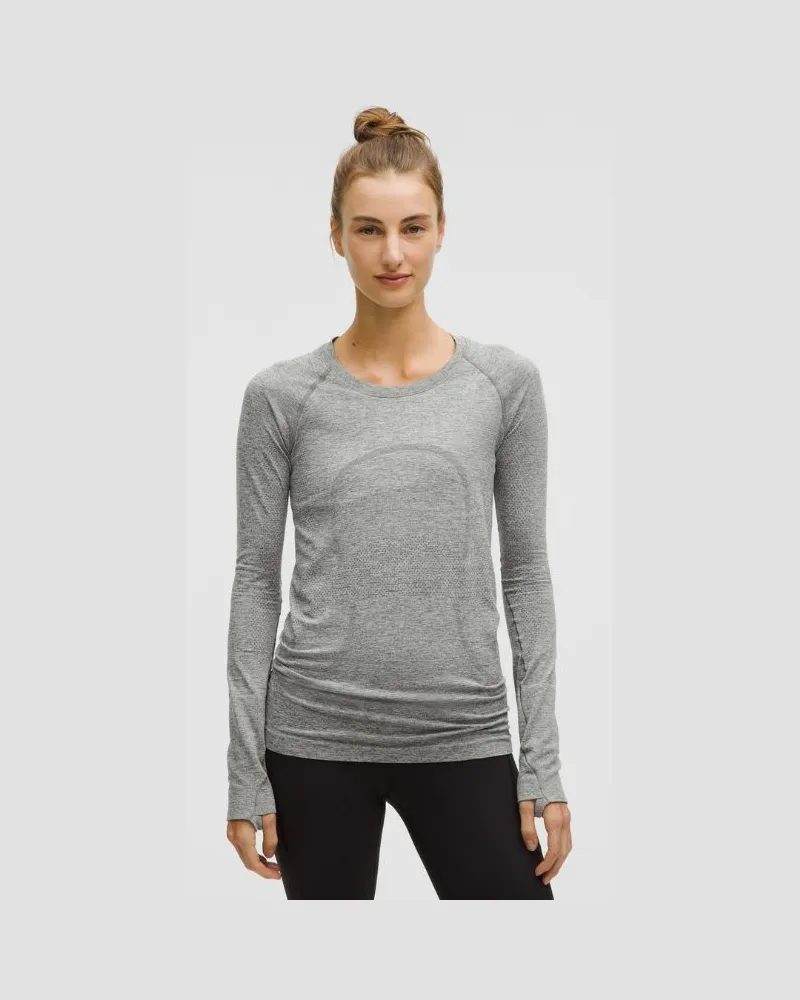 LULULEMON Swiftly Tech Langarmshirt 2.0 Hüftlänge für Frauen – Größe in Slate/White Slate