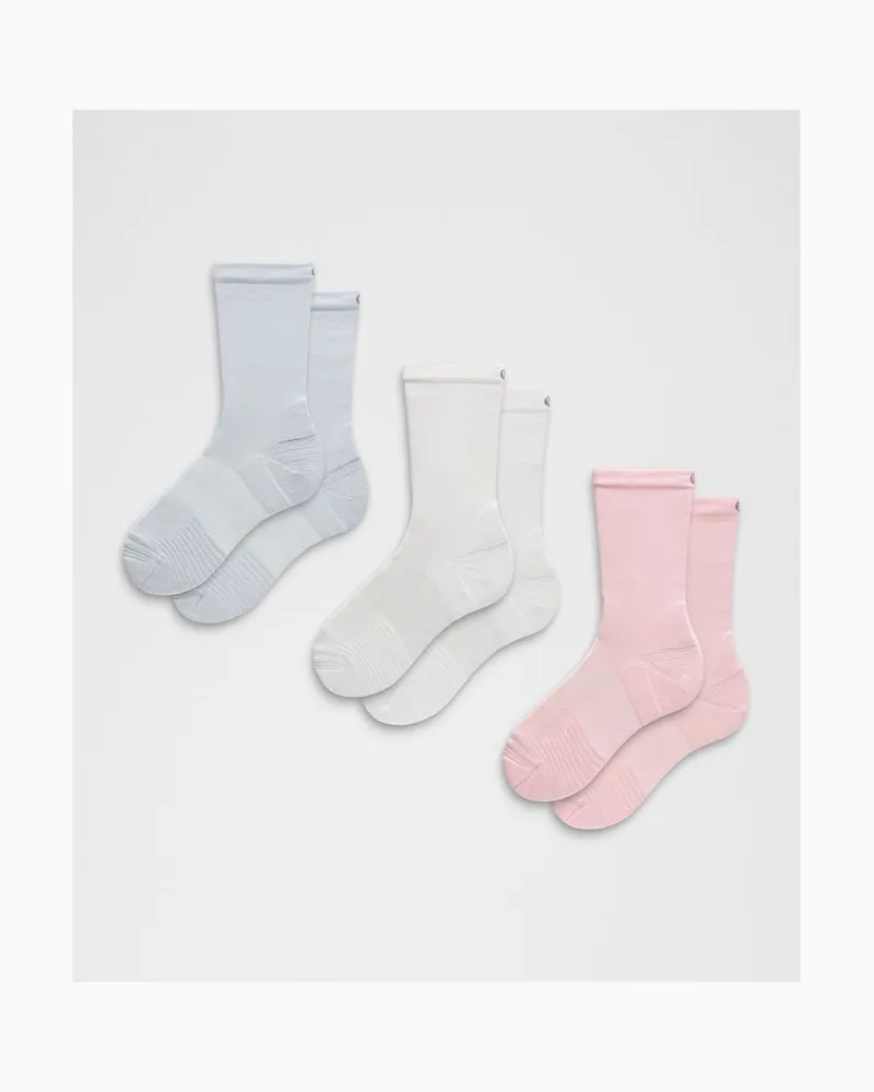 LULULEMON Power Stride Crew-Socken im 3er-Pack – Größe in Pink Pearl/White/Starch Blue Pink