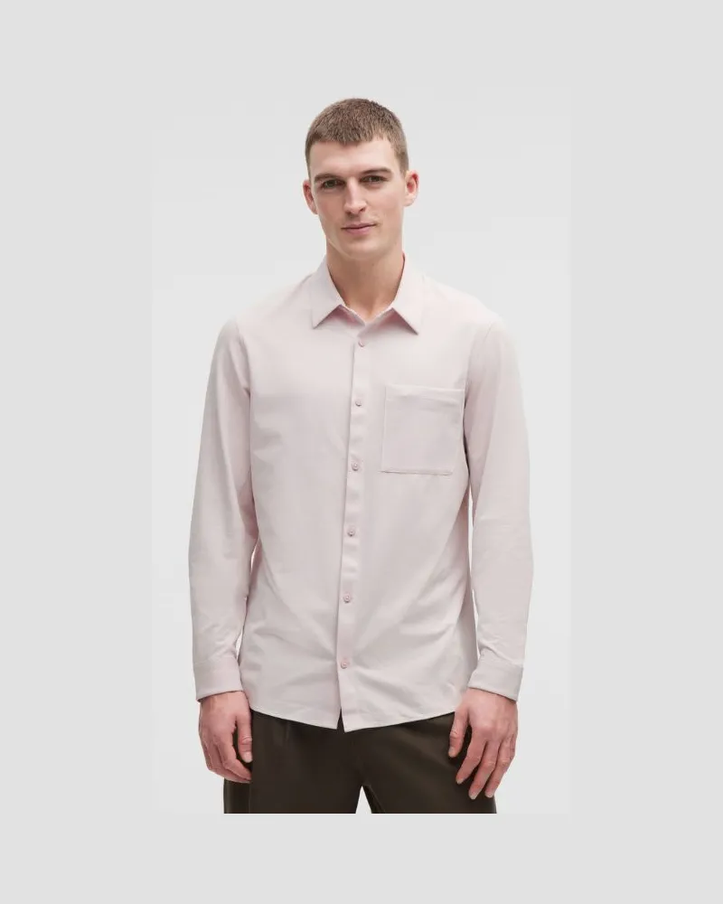LULULEMON Commission Langarmshirt Oxford für Männer – Größe in White/Porcelain Pink White