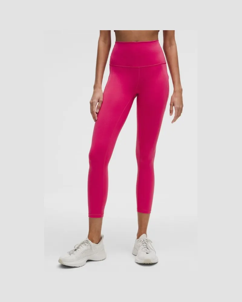 LULULEMON Wunder Train Crop Leggings mit hohem Bund und Taschen für Frauen – 58 cm – Größe in Raspberry Coulis Raspberry