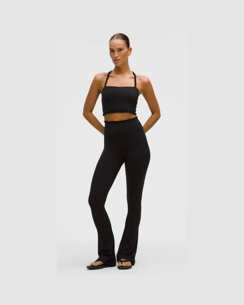 LULULEMON Nulu Hose mit ausgestelltem Bein und gerüschtem Bund für Frauen – Größe in Black Black