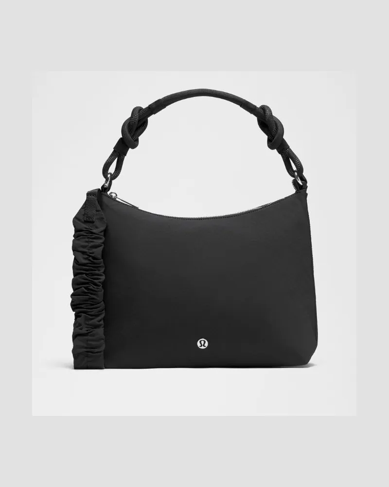 LULULEMON Wandelbare, raffbare Umhängetasche 6 Größe in Black/Silver Black