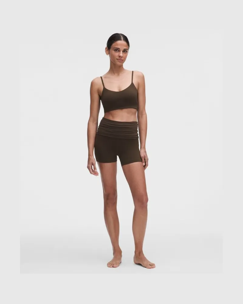 LULULEMON Groove Foldover-Shorts mit mittelhohem Bund für Frauen – 10 cm – Größe in Walnut Crunch Walnut