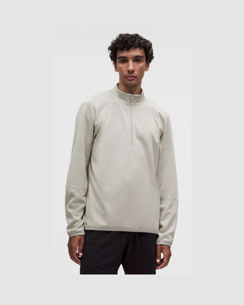 LULULEMON Fast and Free-Langarmshirt mit kurzem Reißverschluss und Gitterstruktur für Männer – Größe in Hailstone Grey Hailstone