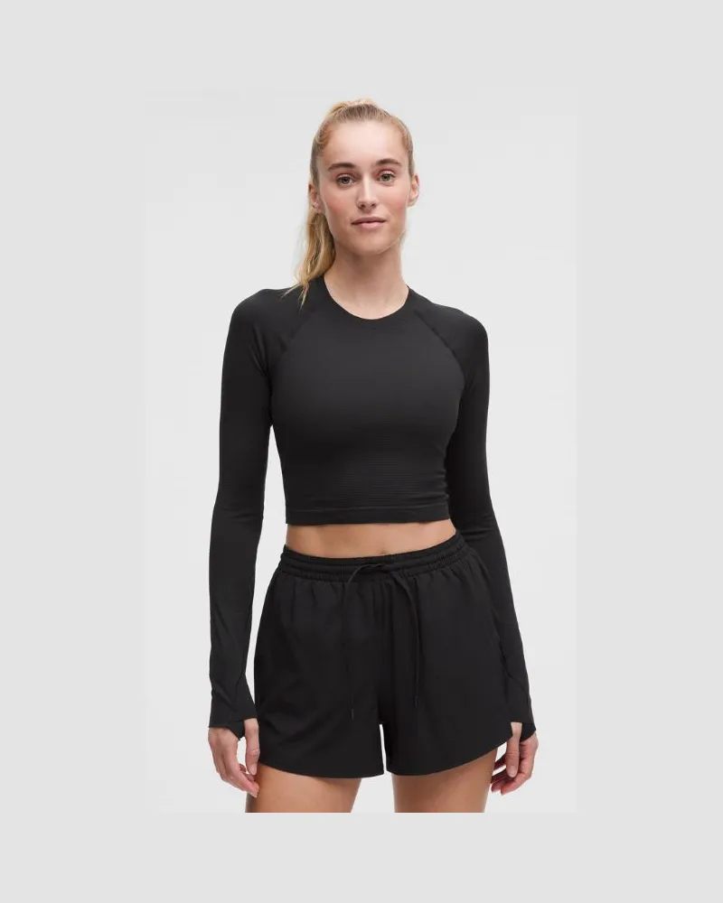 LULULEMON Swiftly Tech Cropped-Langarmshirt 2.0 für Frauen – Größe in Black Black