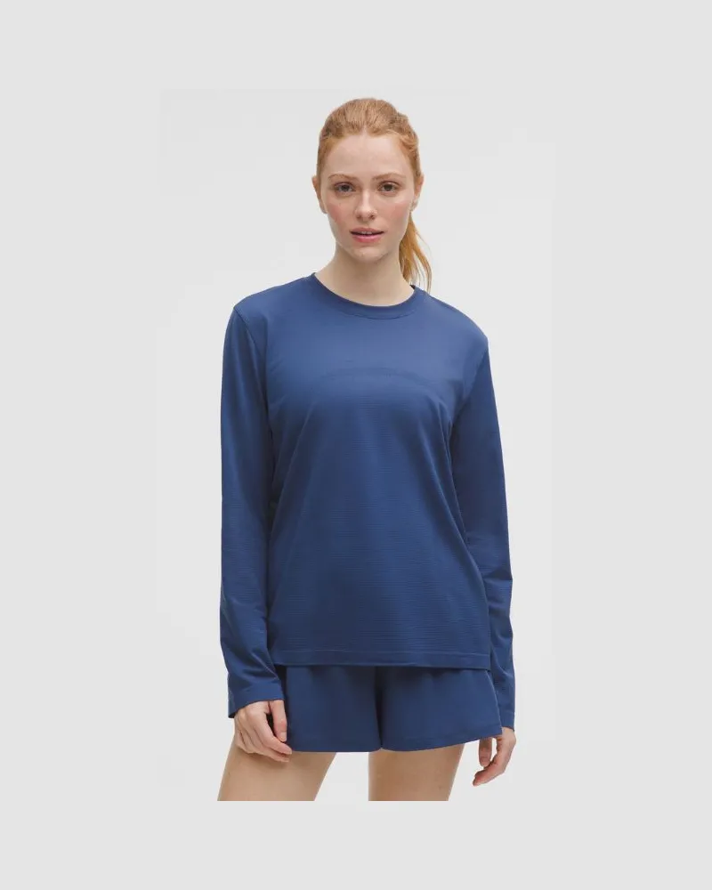 LULULEMON Swiftly Relaxed Langarmshirt e Passform für Frauen – Größe in Blue Twill Blue