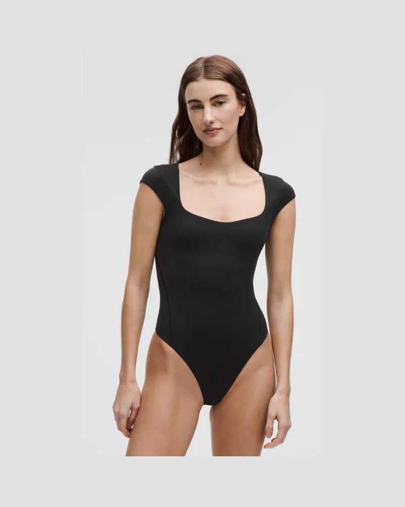 LULULEMON Wundermost Ultra-Soft Nulu String-Body mit U-Boot-Ausschnitt und Kappärmeln für Frauen – Größe in Black Black