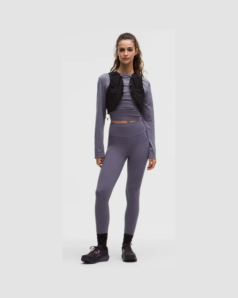 LULULEMON Fast and Free Leggings mit hohem Bund 5 Taschen für Frauen – 64 cm – Größe in Grape Mist Grape