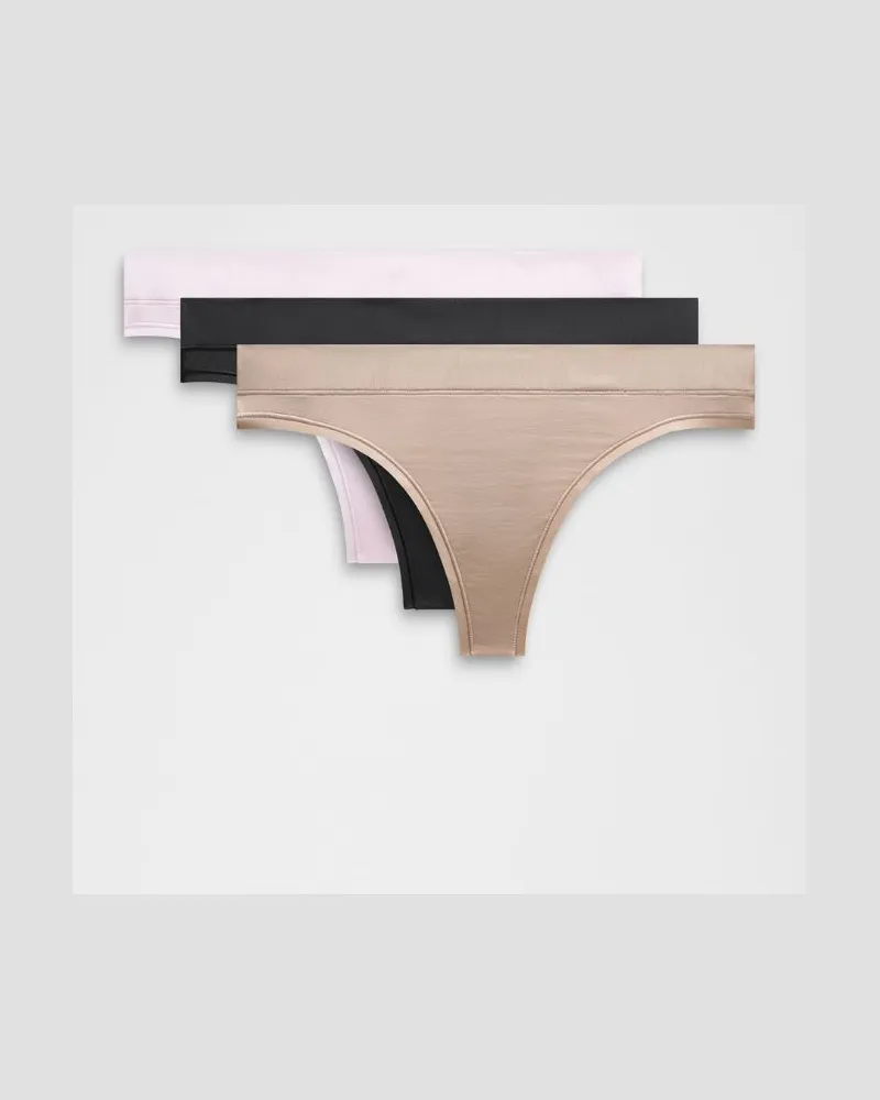 LULULEMON UnderEase String mit mittelhohem Bund 3er-Pack für Frauen – Größe in Black/Blissful Pink/Nutmeg Black