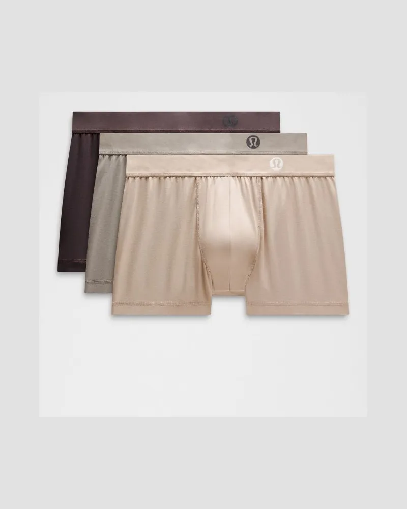 LULULEMON Always In Motion Boxershorts 3er-Pack für Männer – 8 cm – Größe in Sequoia/Warm Ash Grey/Nutmeg Sequoia