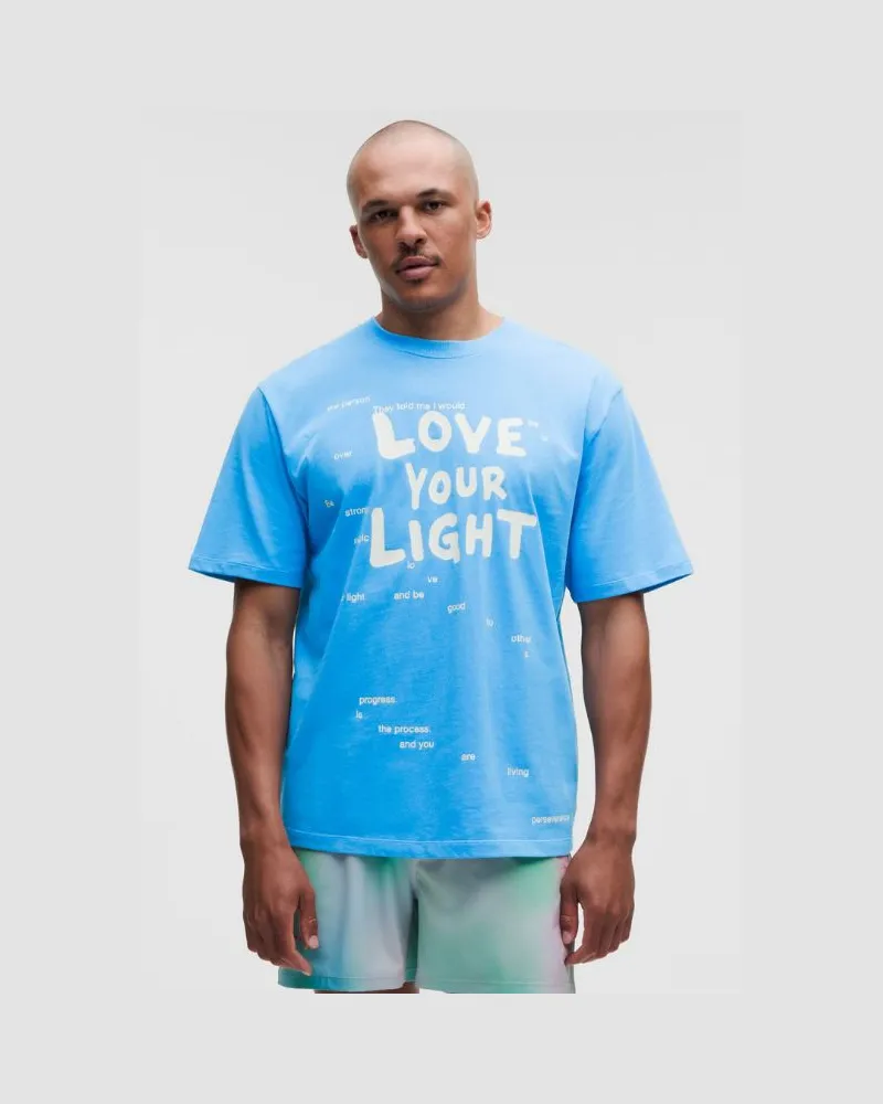 LULULEMON T-Shirt aus schwerem Baumwolljersey Pride für Männer – Größe in Ocean Wave Ocean
