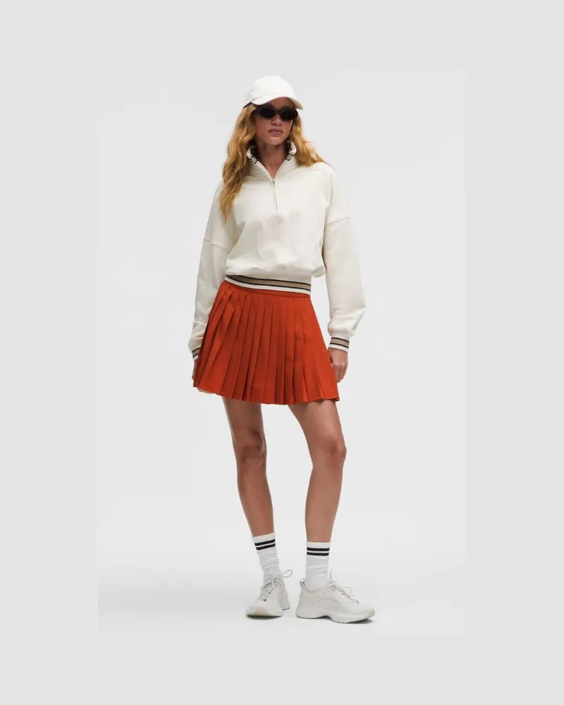 LULULEMON Plissierter Tennisrock mit hohem Bund Lang für Frauen – Orange – Größe Autumn