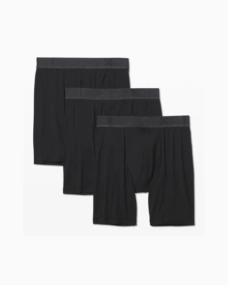 LULULEMON Always In Motion Lange Boxershorts 3er-Pack für Männer – 18 cm – Größe in Black Black