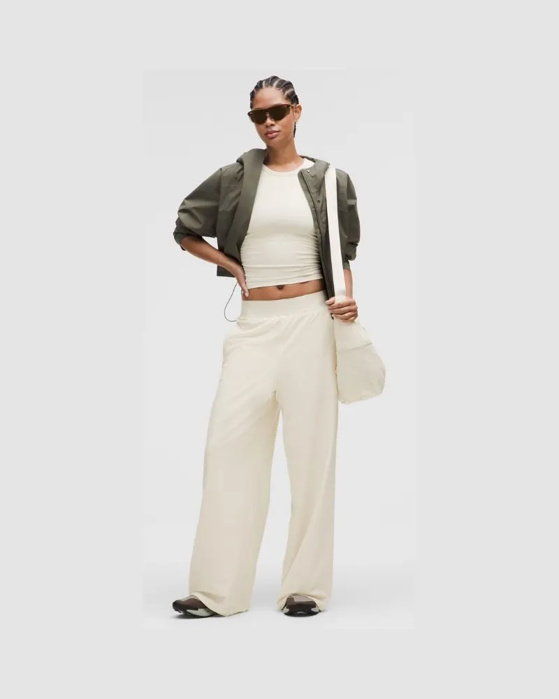 LULULEMON Swift Hose mit hohem Bund und weitem Bein Logo am Bund für Frauen – Größe in Light Ivory Light