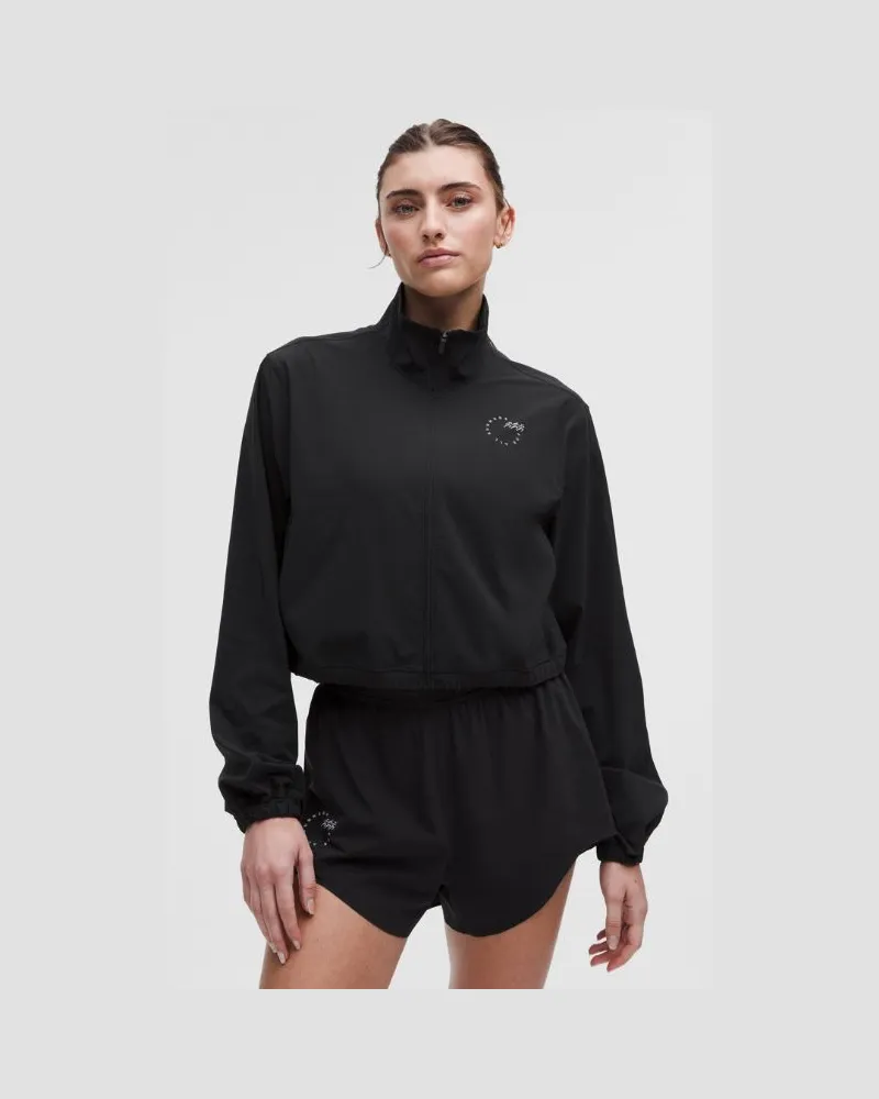 LULULEMON Mile Maker Run Crew Jacke mit Kordelzug am Saum und Grafik für Frauen – Größe in Black Black