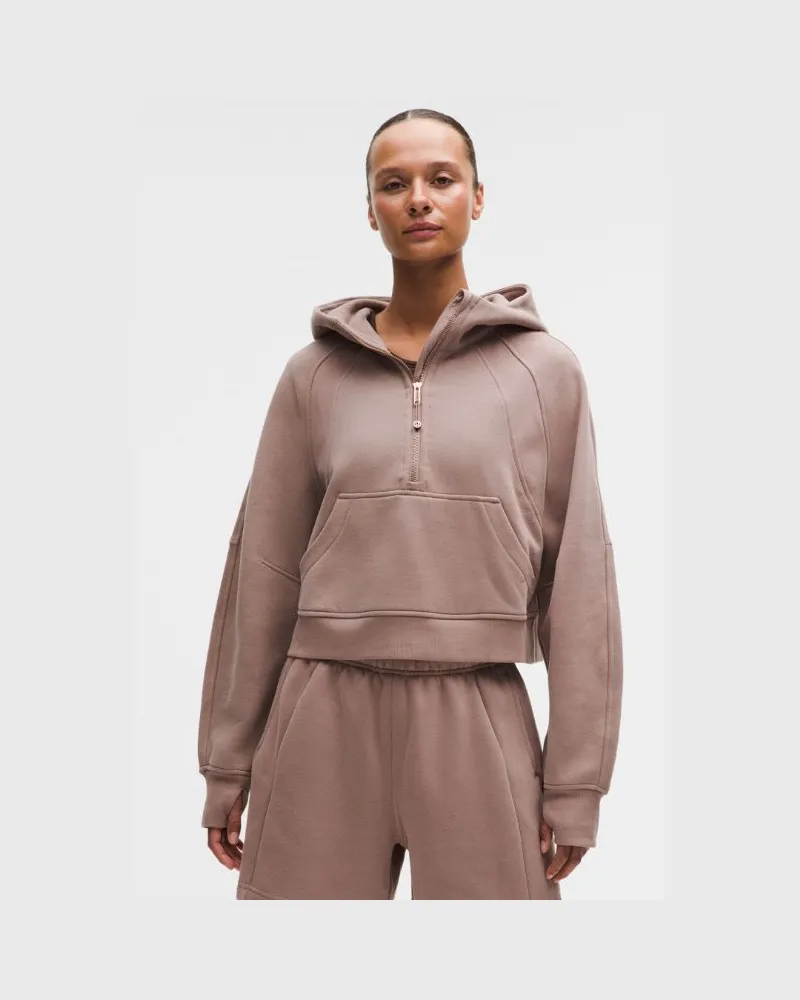 LULULEMON Scuba Oversized-Hoodie mit halblangem Reißverschluss für Frauen – Größe in Ashen Rose/Rose Gold Ashen