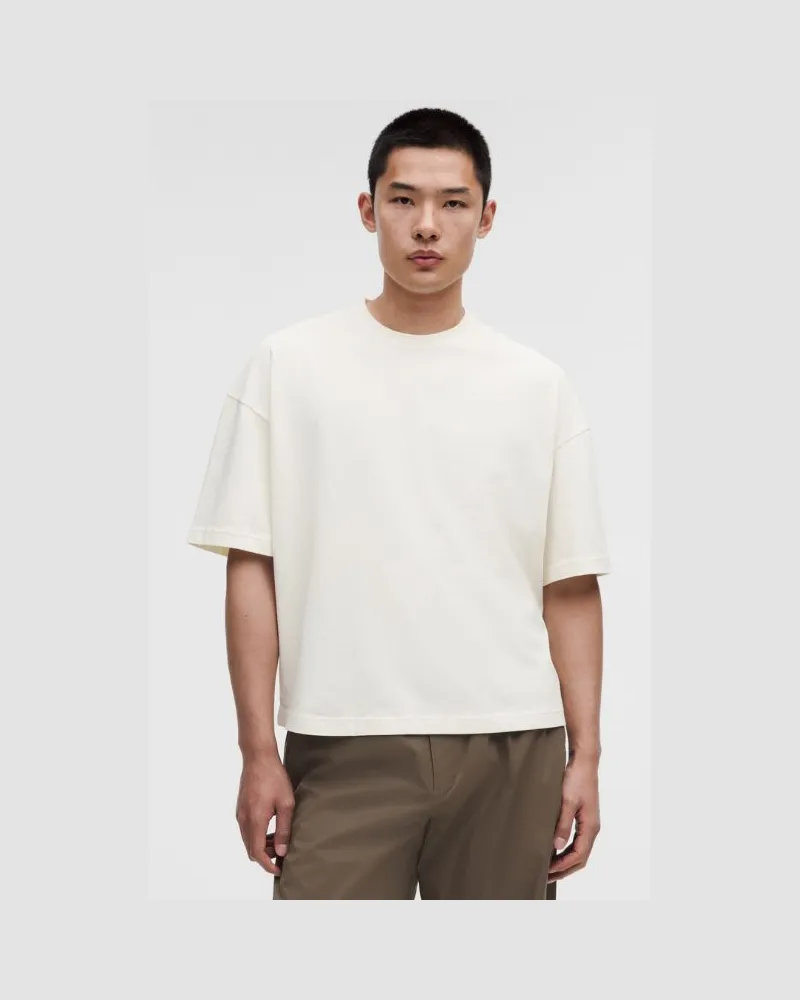 LULULEMON T-Shirt im Boxy Fit aus schwerem Baumwolljersey Waschung für Männer – Größe in Dilute Wash Coconut Ivory Dilute