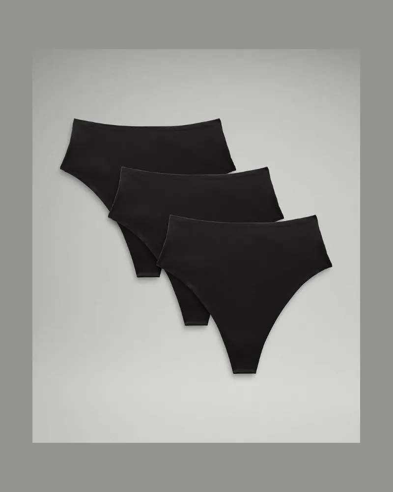 LULULEMON Wundermost String mit hohem Bund aus Ultra-Soft Nulu 3er-Pack für Frauen – Größe in Black Black