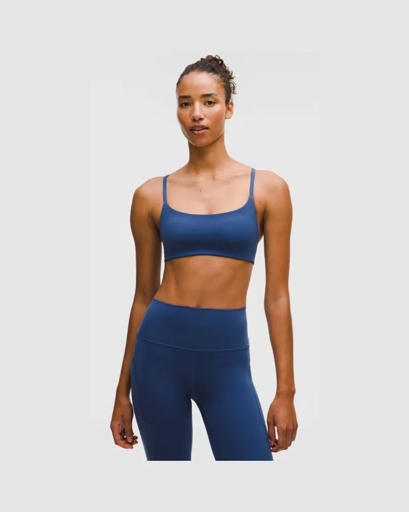 LULULEMON Wunder Train BH mit Racerback-Trägern Leichter Halt A/B-Cups für Frauen – Größe in Blue Twill Blue