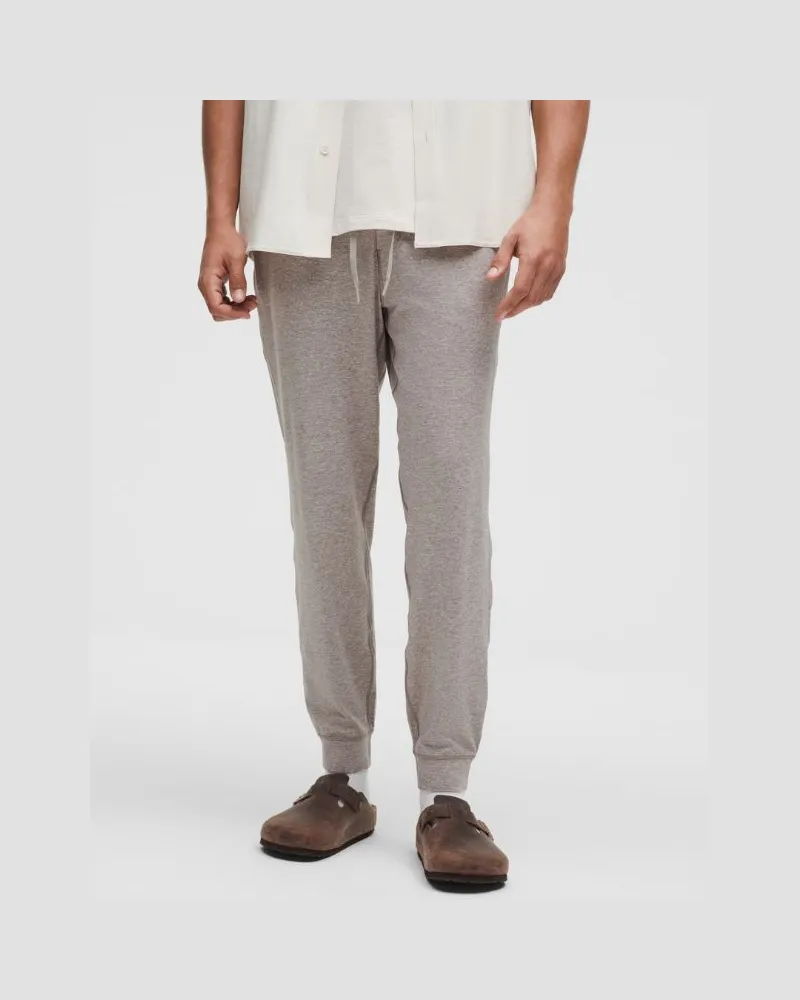 LULULEMON Soft Jersey Jogginghose Normale Länge für Männer – Größe in Heathered Warm Ash Grey/Heathered Light Ivory Heathered