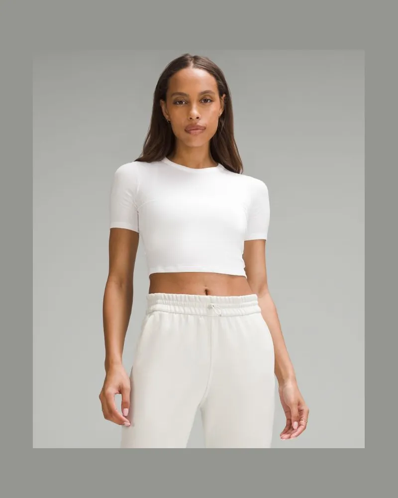 LULULEMON Hold Tight Crop-T-Shirt mit geradem Saum für Frauen – Größe in White White