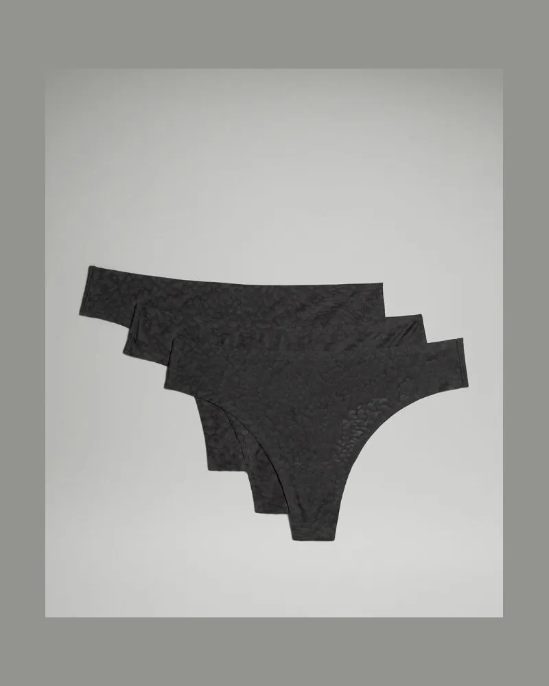 LULULEMON InvisiWear String aus Performance-Spitze mit mittelhohem Bund 3er-Pack für Frauen – Größe in Black Black