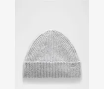 Beanie mit breitem Umschlag aus Rippenstrick in Heathered Core Medium Grey