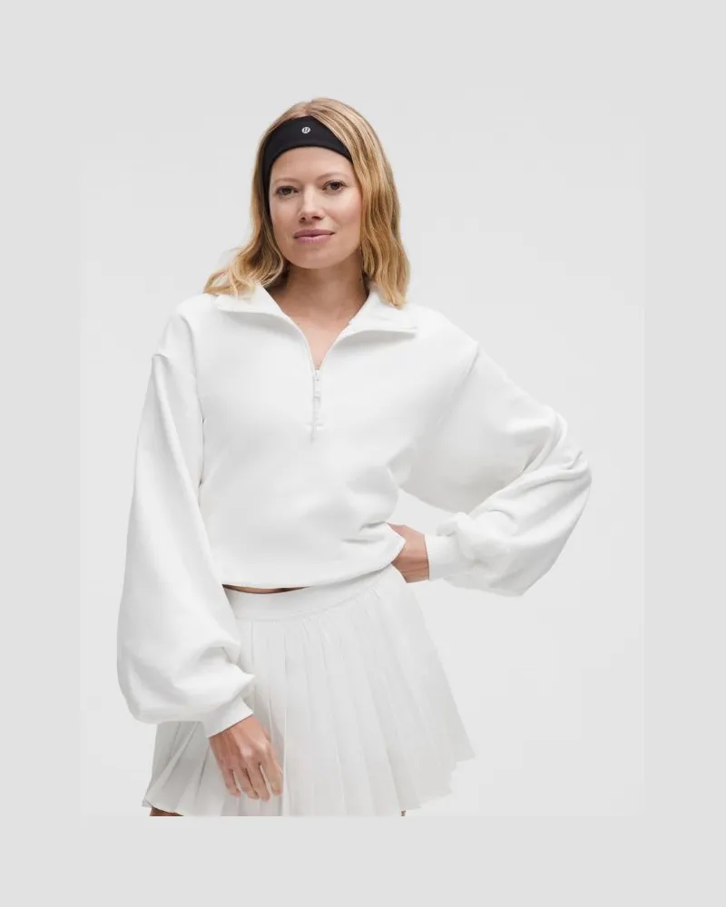 LULULEMON Tennispullover aus Terry-Baumwollmaterial mit halblangem Reißverschluss für Frauen – Größe in White White