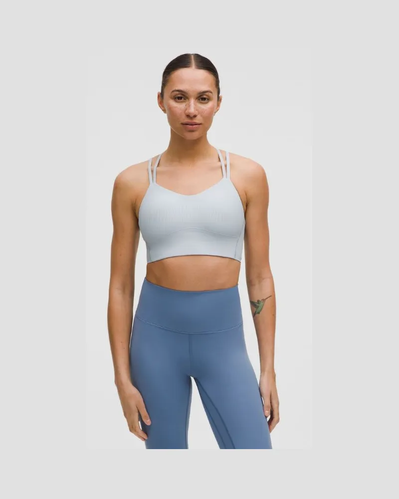 LULULEMON Like a Cloud Gerippter Longline-BH leichter Halt B/C Cups für Frauen – Größe in Starch Blue Starch