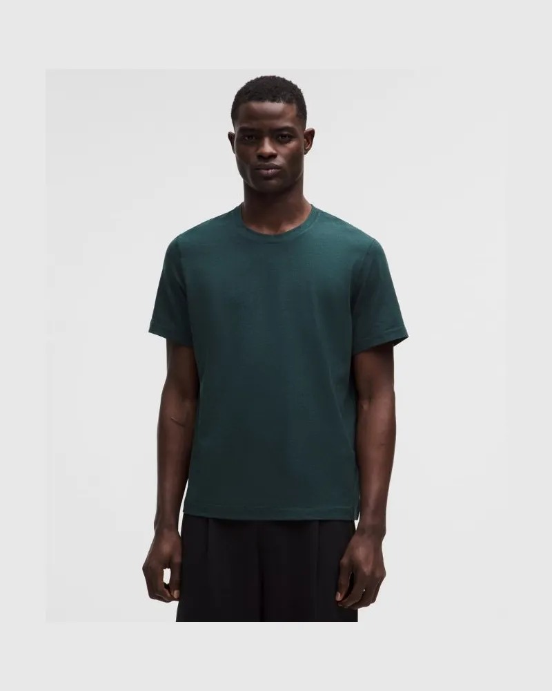 LULULEMON Soft Jersey Kurzarmshirt für Männer – Größe in Heathered Rainforest Green/Heathered Indochine Blue Heathered