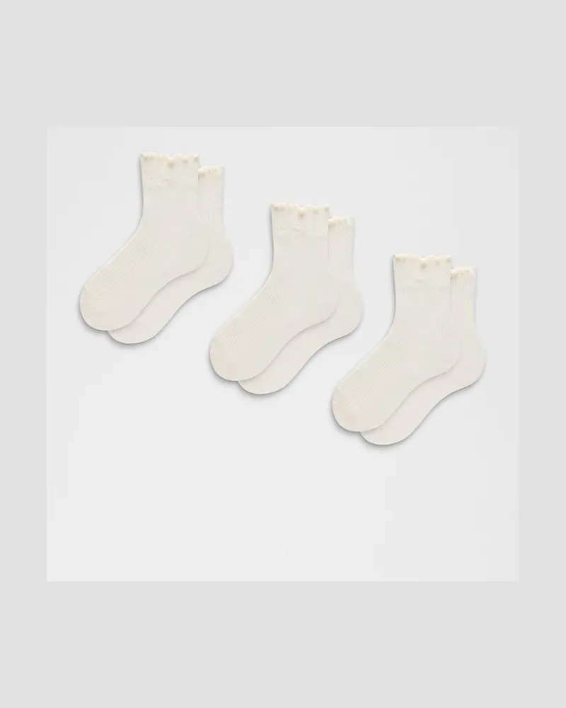 LULULEMON Quarter-Socken mit gewelltem Rand 3er-Pack – Größe in Coconut Ivory Coconut