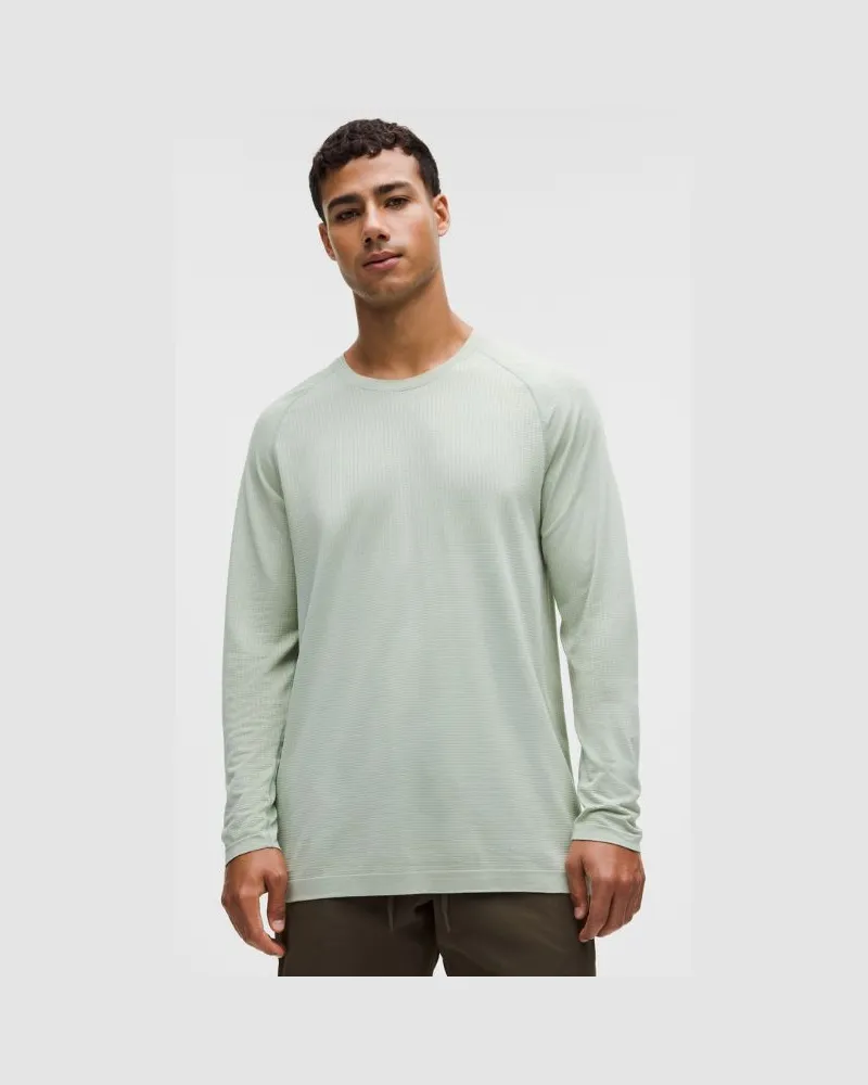 LULULEMON Metal Vent Tech Langarmshirt e Passform für Männer – Größe in Fog Green/Pelican Fog
