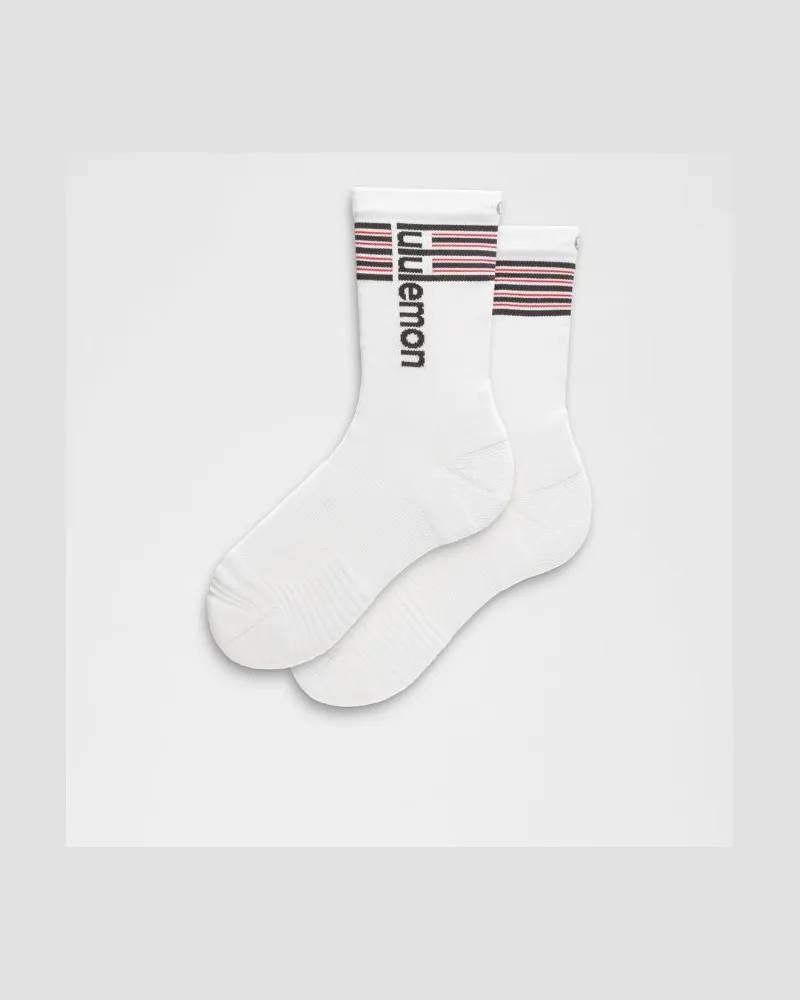 LULULEMON Unisex Power Stride Crew-Socken Gestreift – Größe in White White